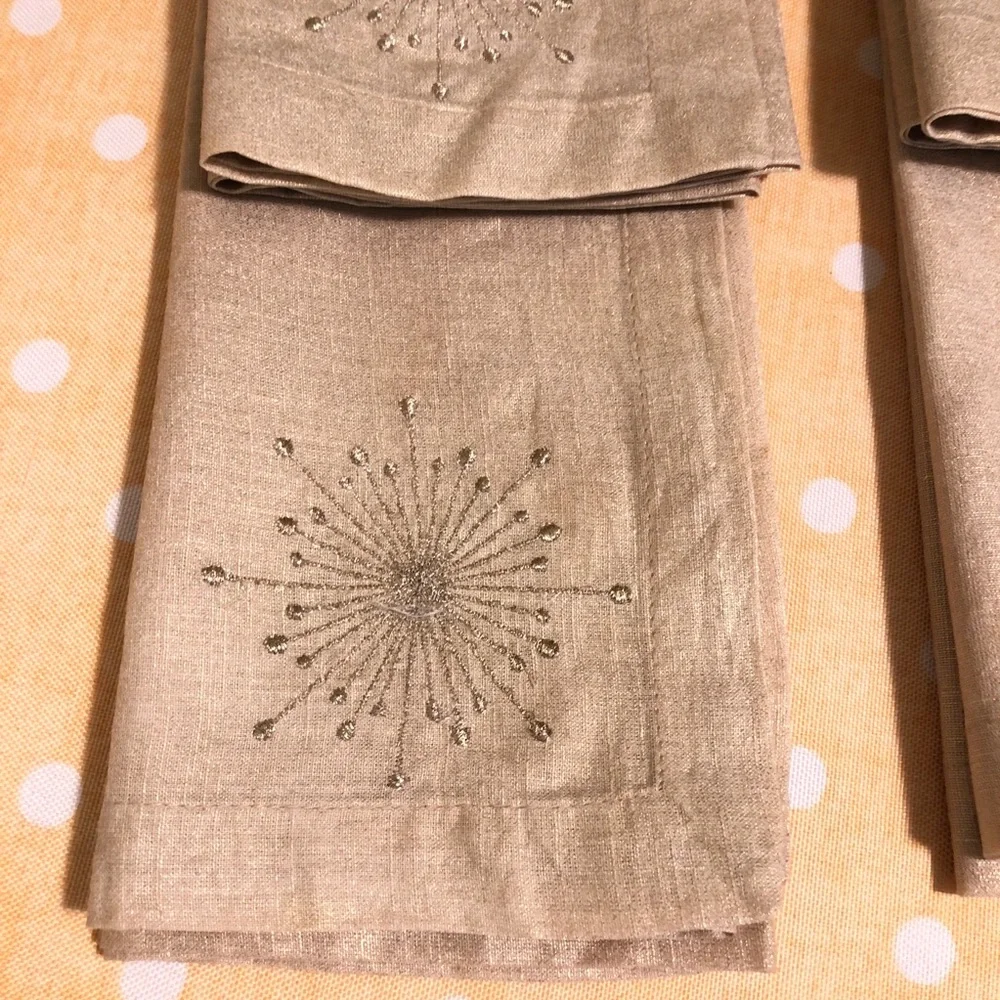 NEW Z Gallerie Gold Embroidered napkins set of 5